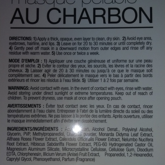 Masque BAR Luminizing Charcoal Facial Peel Off Mask Detoxify Purify Deep Cleanse - Picture 5 of 8